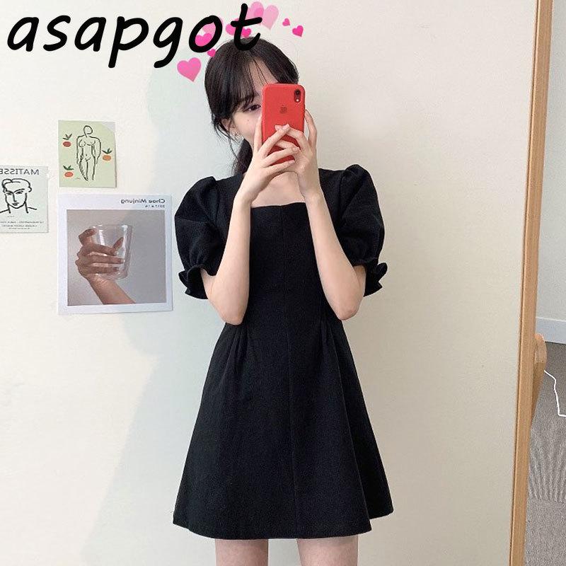 Casual Dresses Puff Short Sleeve Square Neck Black Dress Women Mini Chic Korean Summer Sweet Retro Slim White Vestido De Mujer Minimalist, Black;gray
Casual Dresses Puff Short Sleeve Square Neck Black Dress Women Mini Chic Korean Summer Sweet Retro Slim White Vestido De Mujer Minimalist, Black;gray