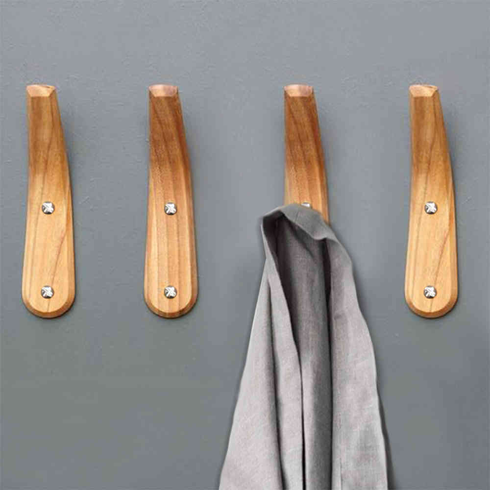 2pcs Wooden Towel Coat Hook Wall Decoration Hooks Clothes Hat Hanger Towel Rack Single Organizer Hangers Multi Functional Hooks