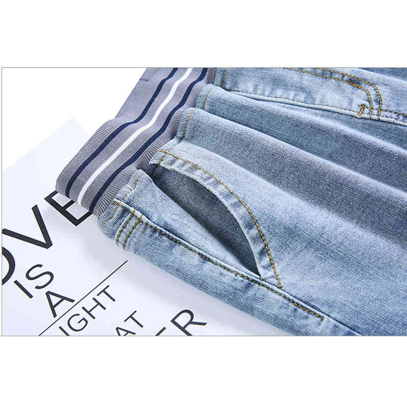 Vintage Blue Fashion Spring Jeans Women High Waist Tight Skinny Stretch Scratched Ladies Pencile Pants 8348 50 210417