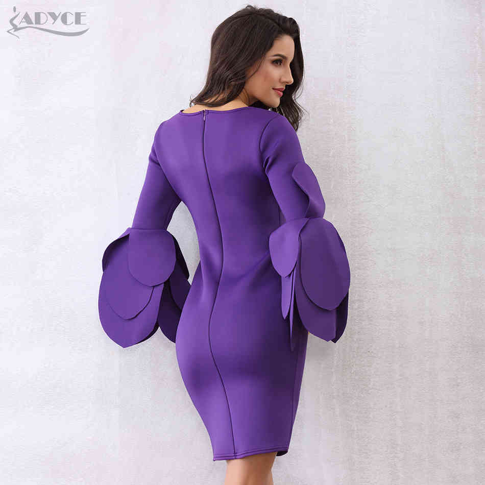 Autumn Women Violet Black Celebrity Evening Party Dress Long Petal Sleeve Mini Elegant Runway Club Vestidos 210423