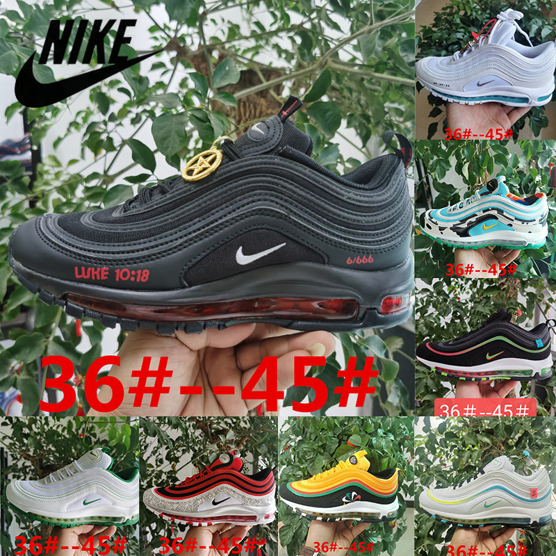 Air Max 97 mens womens running shoes Mschf Lil Nas x Satan Luke INRI Jesus 97s black bullet run star undefeated UNDFTD sean wotherspoon men women trainers sneakers, 13
Air Max 97 mens womens running shoes Mschf Lil Nas x Satan Luke INRI Jesus 97s black bullet run star undefeated UNDFTD sean wotherspoon men women trainers sneakers, 13