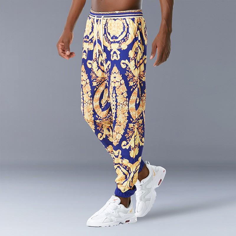 Gold Luxury Designer Mens Trousers Are Unusual Stylish Jogging Pants Loose Hiphop Streetwear Sweatpants Pantalon Ethnic Men's