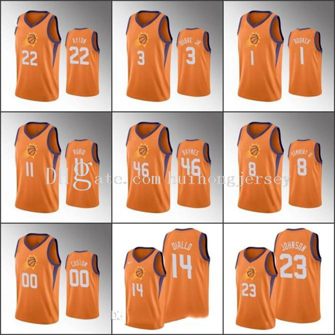 Men Deandre Ayton Devin Booker Kelly\rPhoenix Oubre Jr. Ricky Rubio Orange 2020 Statement\rSuns Custom Jersey, Black
Men Deandre Ayton Devin Booker Kelly\rPhoenix Oubre Jr. Ricky Rubio Orange 2020 Statement\rSuns Custom Jersey, Black