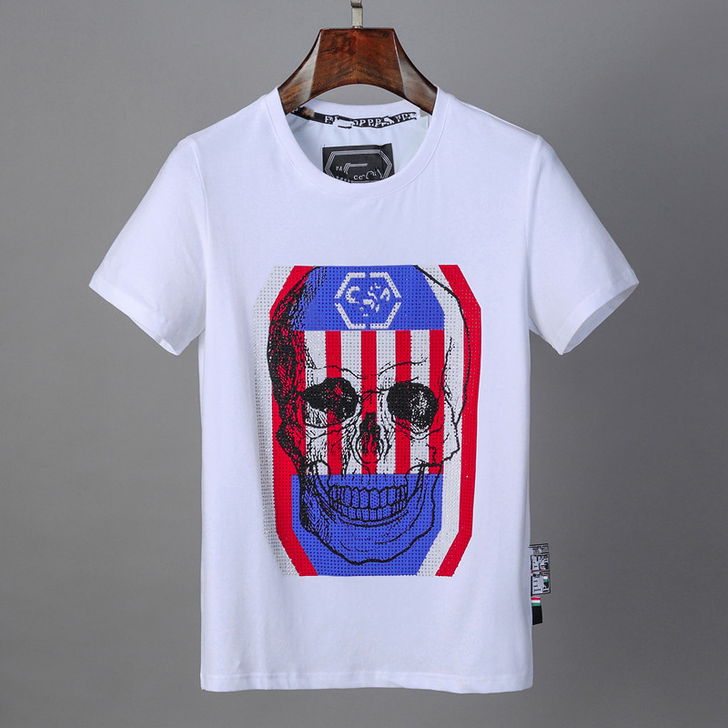 Men's T-shirt Short Sleeve Clothing Fashion Skeleton Man High Quality, White;black