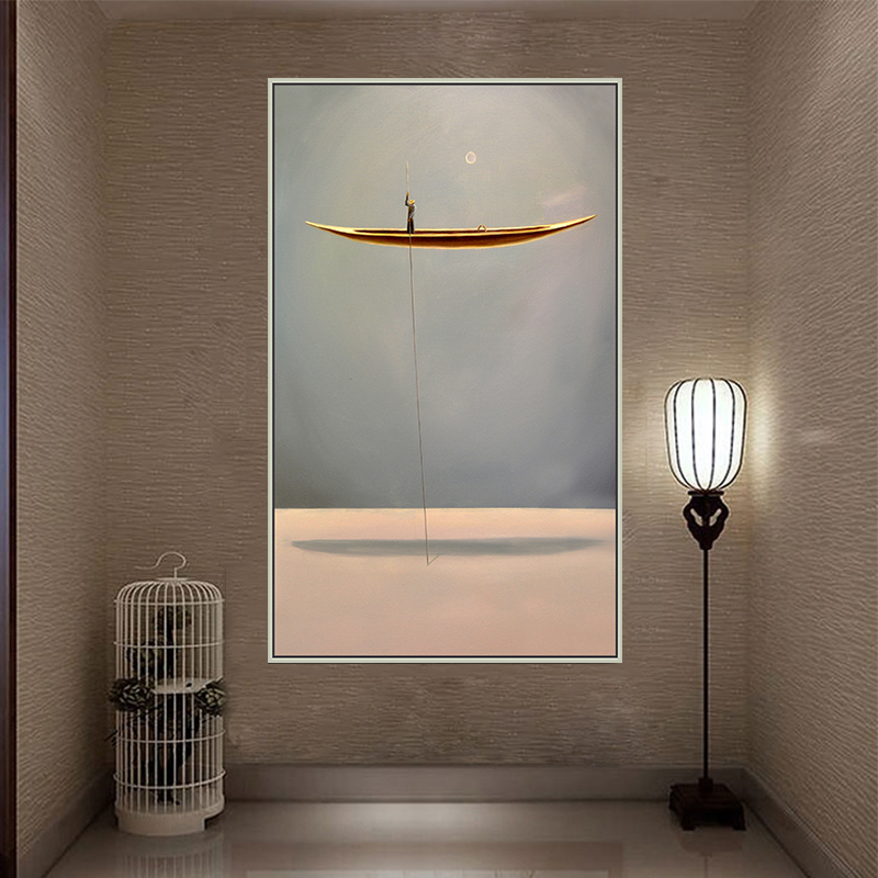 Abstract Art Golden Boat Canvas Painting For Living Room Posters and Prints Modern Cuadros Art Decorative Pictures