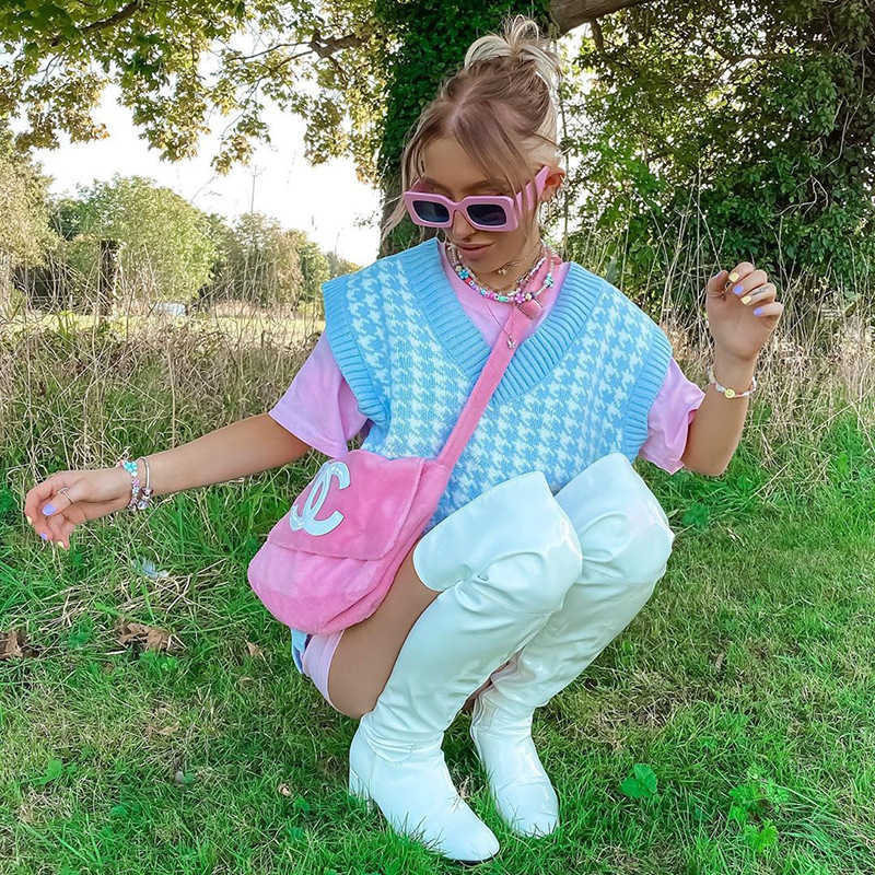 Women's Sleeveless Sweater Female Sweaters for Women Vest Spring Clothing Vintage Clothes Knitting Woman Tops 210819