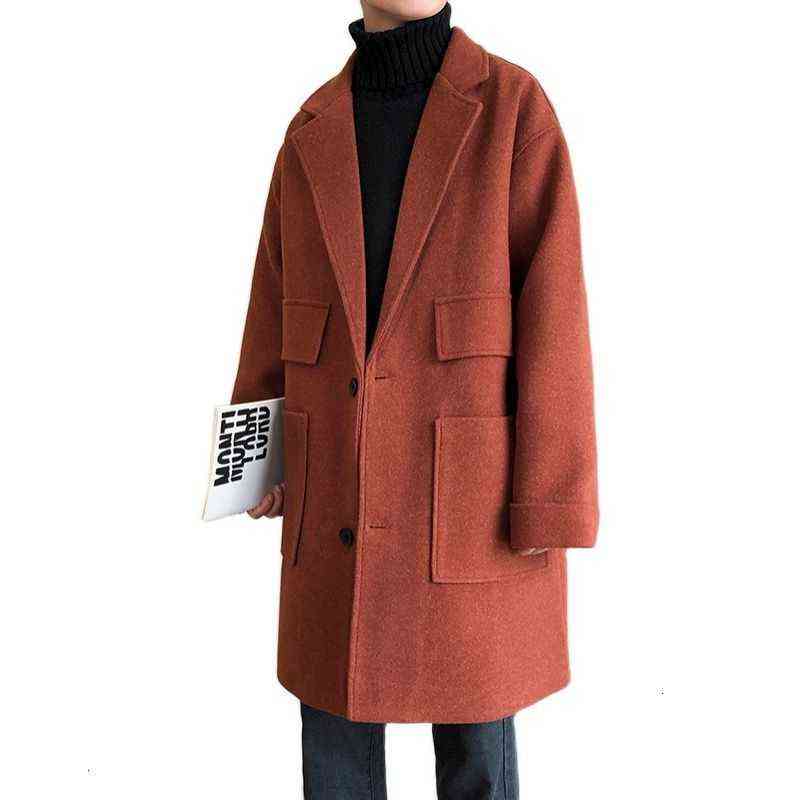 Privathinker Men Solid Color Loose Woolen Coat Winter Men's Casual Oversize Long Windbreaker Woman Streetwear Coat 211122
