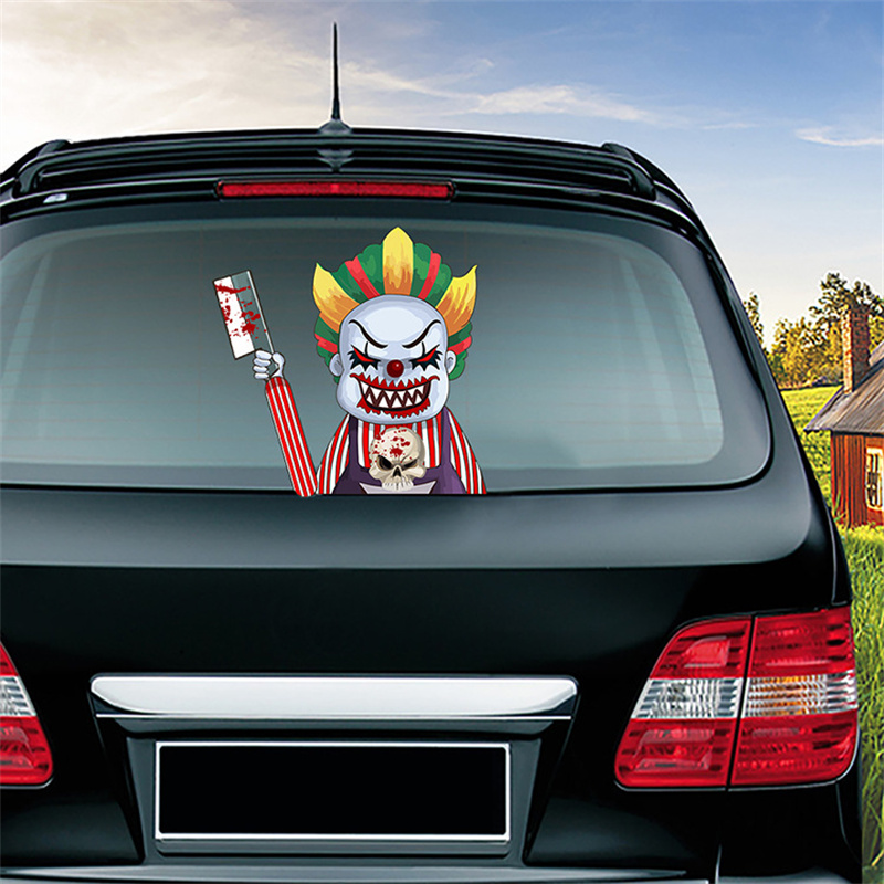 Vehicle Horrible Stickers Ghost Nun Clown Death Sticker DIY Graffiti Decals For Rear Windshield Wiper Gift Car Decoration Reusable Universal