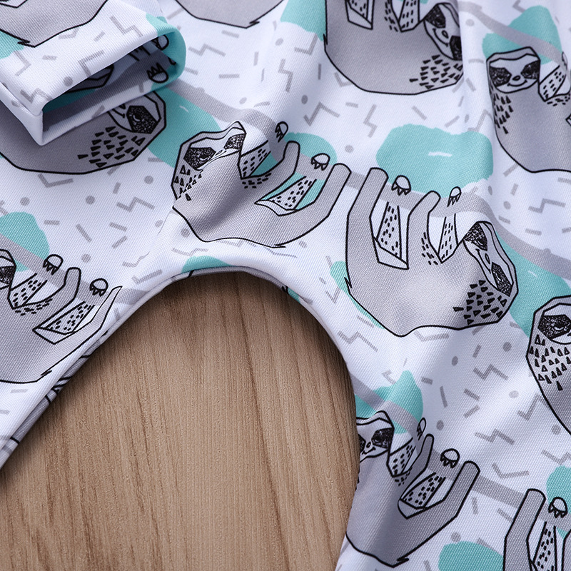 Baby Girls Boys Clothes Sets Spring Autumn Fashion Child Outfits Black Sloth Branch-Printed Long-Sleeve Hoodie Pantsuit Kids Clothing