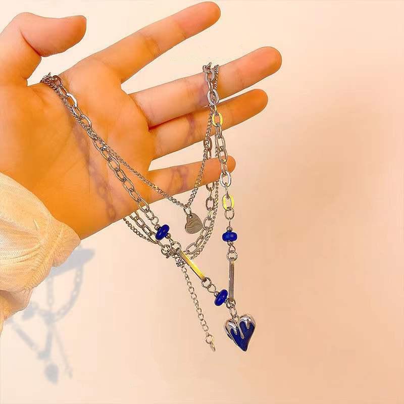 Pendant Necklaces Royal Blue Love Double Layered Necklace Female Fashion Hip Hop Heart-shaped For Women Gift
Pendant Necklaces Royal Blue Love Double Layered Necklace Female Fashion Hip Hop Heart-shaped For Women Gift