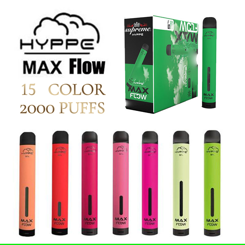 Hyppe Max FLow 2000 Puffs Disposable cigarettes Vape Airflow Adjustable Electronic Cigarette 900mAh 6.0ml Pods 14 color
Hyppe Max FLow 2000 Puffs Disposable cigarettes Vape Airflow Adjustable Electronic Cigarette 900mAh 6.0ml Pods 14 color