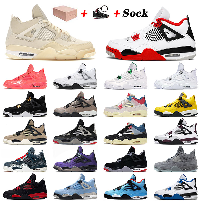 Basketball Shoes 4 4s IV Top Quality Jumpman Sail Off Fire Red Mens Women Pure Money White Cactus Jack Bred Trainers Sneakers 36-47
Basketball Shoes 4 4s IV Top Quality Jumpman Sail Off Fire Red Mens Women Pure Money White Cactus Jack Bred Trainers Sneakers 36-47