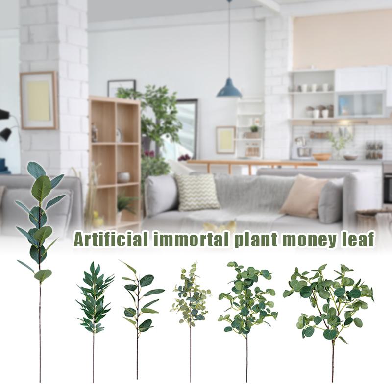 Decorative Flowers & Wreaths Artificial Branch With Leaves Faux Dried Eucalyptus Willow Garland Branches Stems Fake Greenery Decor _WK