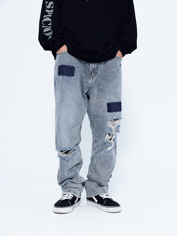Firmranch Men/Women American Casual Beggar Distressed Hip Hop Washed Blue Broken Denim Pants Streetwear Loose Long Jeans
Firmranch Men/Women American Casual Beggar Distressed Hip Hop Washed Blue Broken Denim Pants Streetwear Loose Long Jeans
