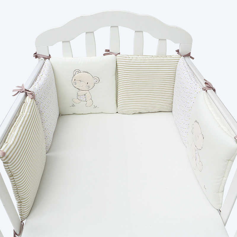 6Pcs/Set Baby Bed Protector Crib Bumper Pads Kids Safety around Cotton Blend Anti-collision 211025