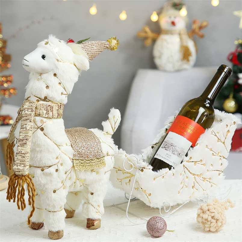 Retractable Reindeer Doll navidad Figurines Christmas for Kid Red christmas tree decorations Year Gift 211104