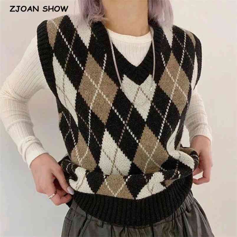 Preppy Style Check Plaid Knitted Sweater Vest Women 90s Vintage Korean Clothing Loose Waistcoat Y2K Knitwear Sleeveless Jumper 210429, Blue
Preppy Style Check Plaid Knitted Sweater Vest Women 90s Vintage Korean Clothing Loose Waistcoat Y2K Knitwear Sleeveless Jumper 210429, Blue