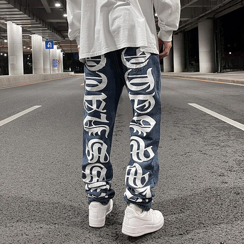 Back Letter Print Washed Blue Mens Jeans Pants Ripped Streetwear Straight Casual Oversized Baggy Denim Trousers
Back Letter Print Washed Blue Mens Jeans Pants Ripped Streetwear Straight Casual Oversized Baggy Denim Trousers