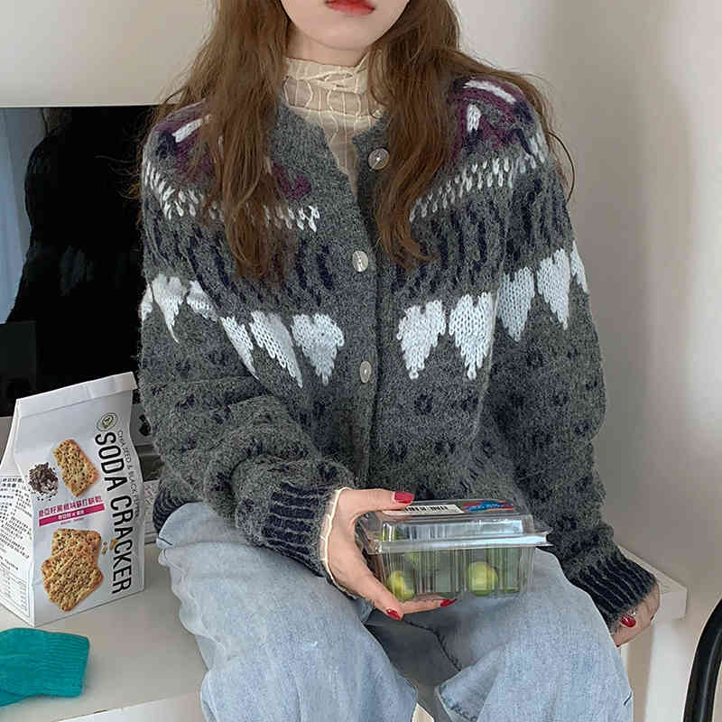 Comelsexy Autumn Winter Outwear Vintage Cardigan Tops Warm Sweater Coat Women Elegant Loose Single-breasted Knitted Sweaters 210515