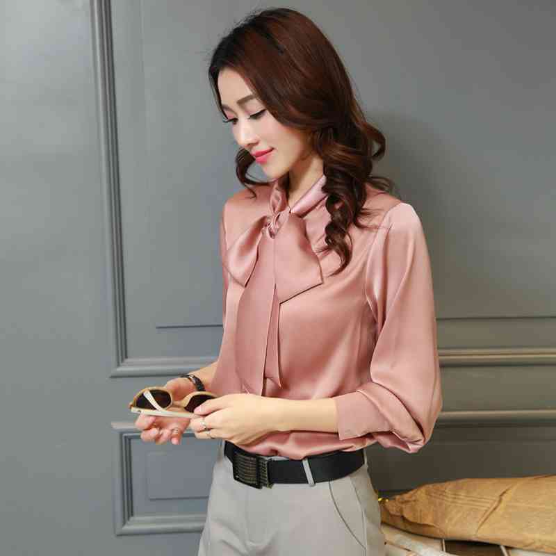 fashion bottoming shirt female Korean version OL long-sleeved chiffon professional solid bow women top Plus size 210518, Black
fashion bottoming shirt female Korean version OL long-sleeved chiffon professional solid bow women top Plus size 210518, Black