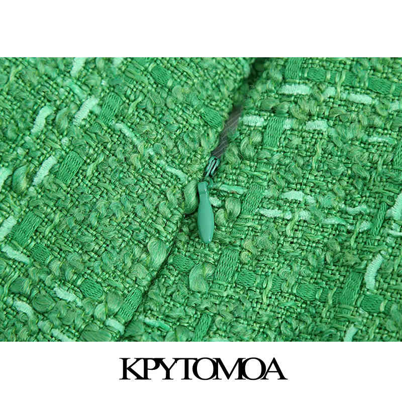 Women Chic Fashion With Lining Tweed Shorts High Waist Back Zipper Female Short Pants Mujer 210420