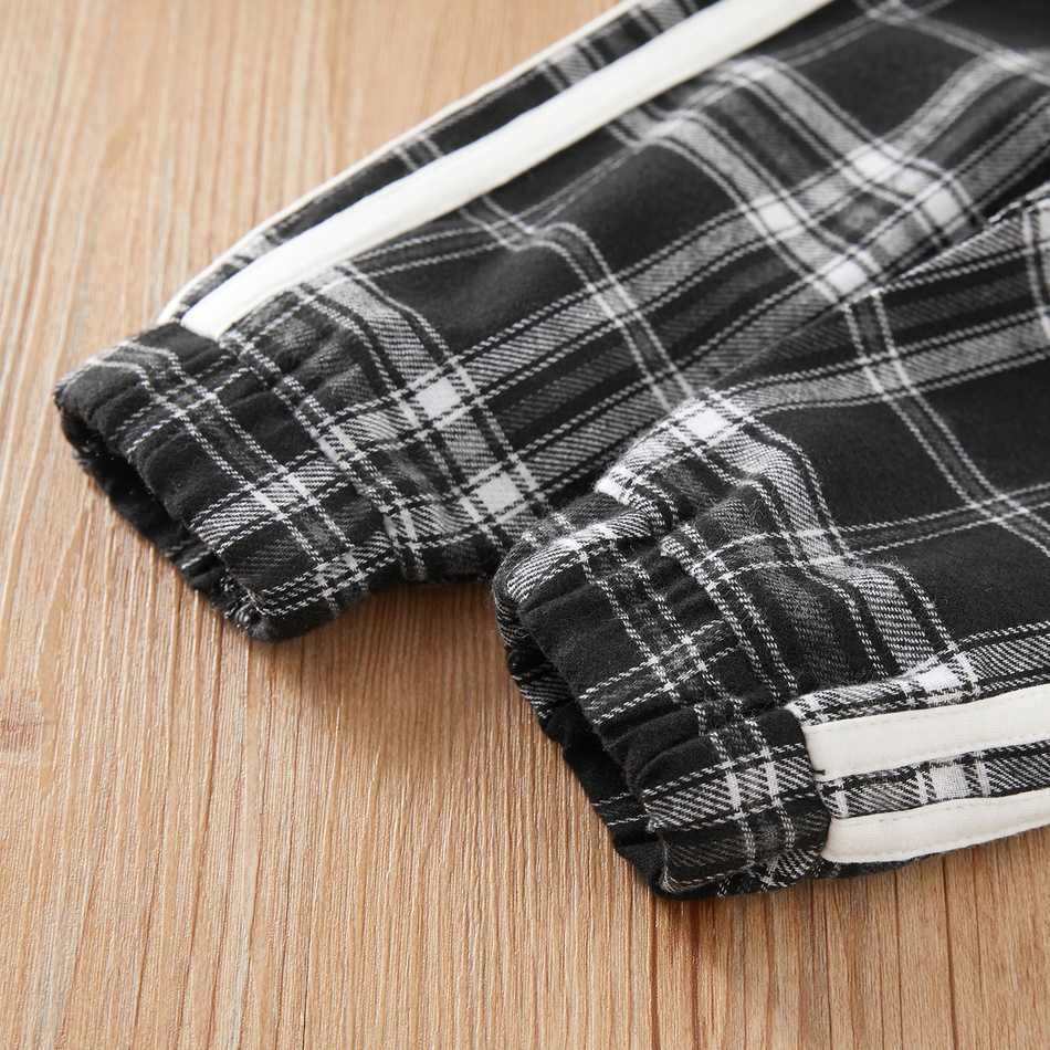 Arrival Spring and Autumn 2-piece Baby Toddler Letter Hooded Pullover Plaid Pants Set Children's Clothing 210528