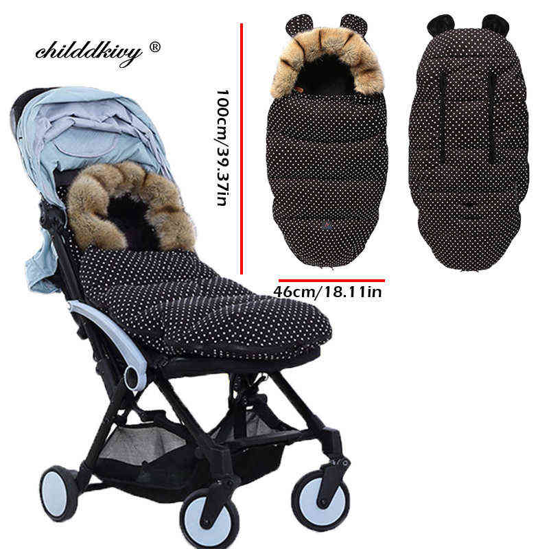 Winter Baby Stroller Sleeping Bag Cute Ear Sleepsack For Infant Warm Thick Plus velvet Footmuff born Wheelchair Envelopes 210816