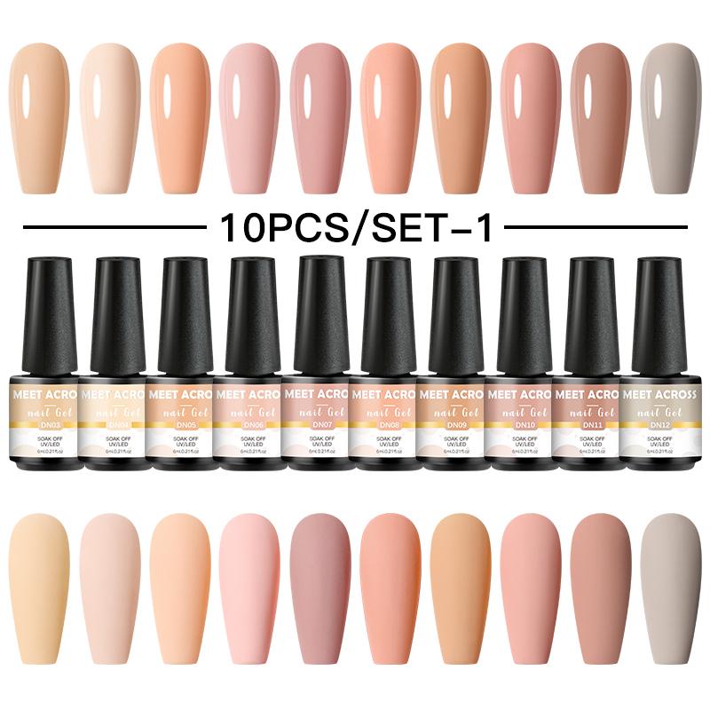 Nail Gel 10PCS/Set Polish Set 125 Colors Glitter Semi Permanent Hybrid Varnish Base Top Coat Soak Off UV LED Art