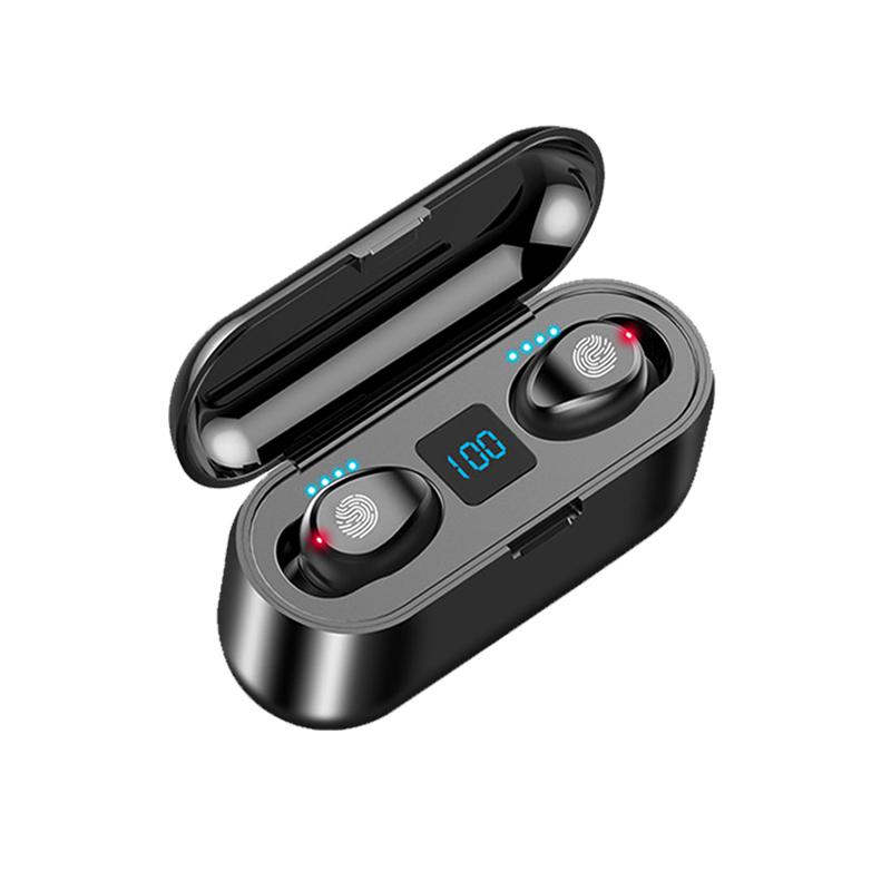 TWS Wireless Earphones F9 BT V 5.0 Earbuds Microphone Sport LED Digital Power Display Headset Noise Reduction Fingerprint Touch Headphones for Ce