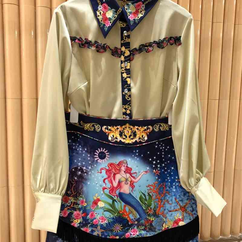 Truevoker Spring Runway Fashion Sets Suit's Print Satin Top With Tassel Skirt Two Pieces 210602, Multi
Truevoker Spring Runway Fashion Sets Suit's Print Satin Top With Tassel Skirt Two Pieces 210602, Multi