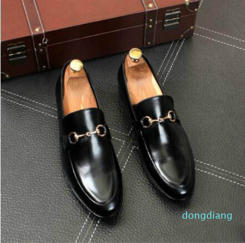 Fashion mens designers dress shoes Genuine leather Metal snap Peas wedding classic big size loafers 38-45
Fashion mens designers dress shoes Genuine leather Metal snap Peas wedding classic big size loafers 38-45