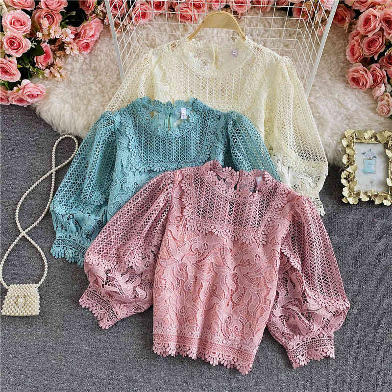 Blusa Mujer De ModaSummer Three Quarter Sleeve Lantern Hollow out Women Blouses Embroidery Floral Short Graceful Tops 210525, Beige
Blusa Mujer De ModaSummer Three Quarter Sleeve Lantern Hollow out Women Blouses Embroidery Floral Short Graceful Tops 210525, Beige