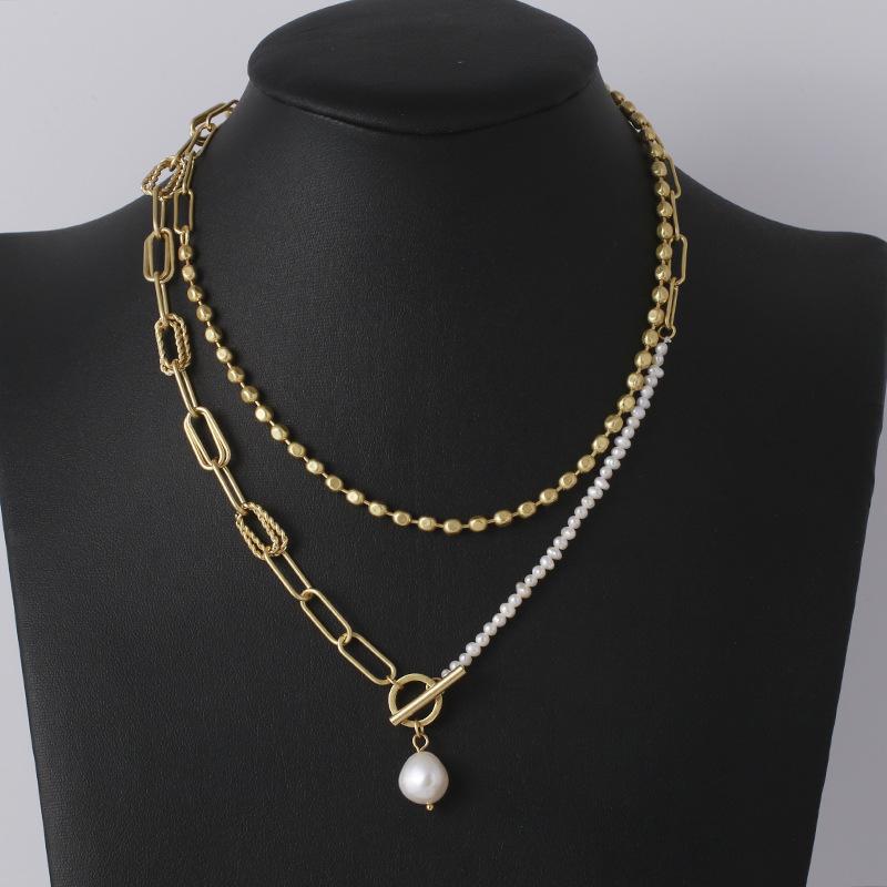 Pendant Necklaces Matte Gold Stitching Chain Freshwater Pearl Buckle Necklace
Pendant Necklaces Matte Gold Stitching Chain Freshwater Pearl Buckle Necklace