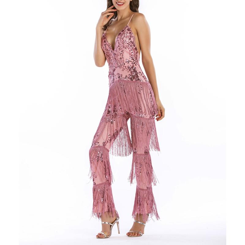 Women' Jumpsuits & Rompers Women Sexy Tassels Sequins Jumpsuit Latin Dance Sleeveless Deep V Collar Nightclub Outfits Backless Bodysuit, White
Women' Jumpsuits & Rompers Women Sexy Tassels Sequins Jumpsuit Latin Dance Sleeveless Deep V Collar Nightclub Outfits Backless Bodysuit, White