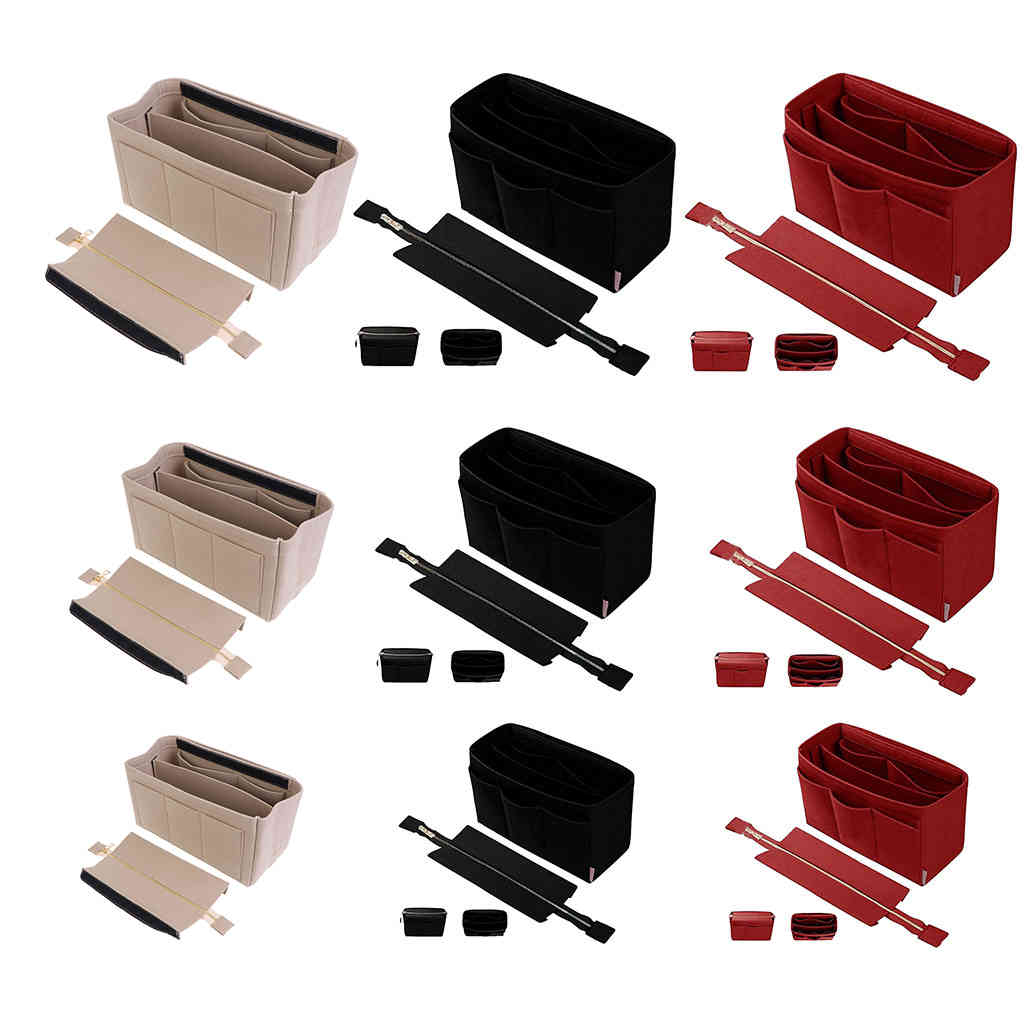 High Quality Multifunction Handbag Felt Fabric Bag Purse Insert Storage Pouch Case Structured organizer bags 210402