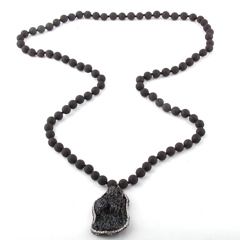 Pendant Necklaces Fashion Bohemian Jewelry Long Knotted Natural Irregular Druzy Bead & Handmake Paved Stone For Women Necklace
Pendant Necklaces Fashion Bohemian Jewelry Long Knotted Natural Irregular Druzy Bead & Handmake Paved Stone For Women Necklace