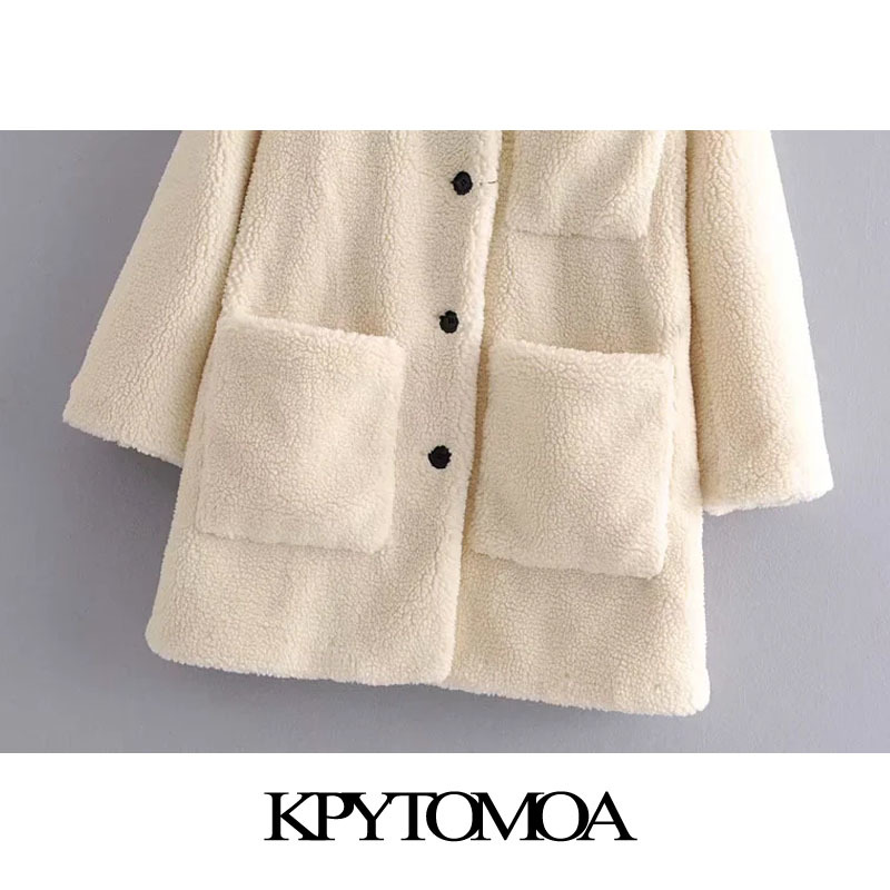 Women Fashion Thick Warm Faux Fur Loose Teddy Coat Long Sleeve Pockets Female Outerwear Chic Overcoat 210420