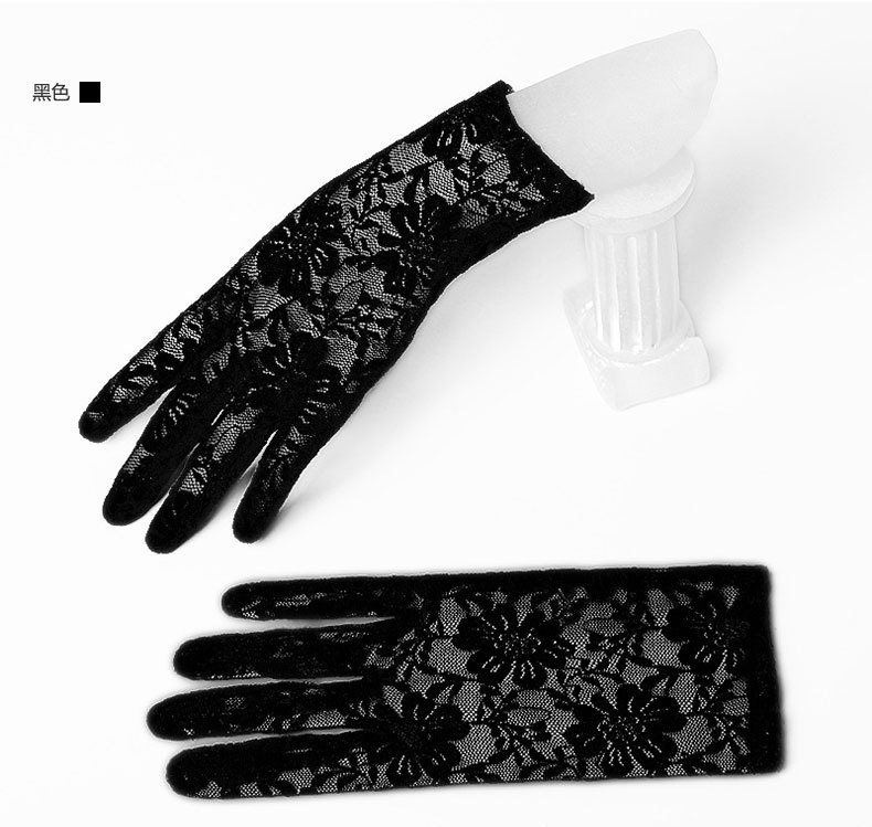 Bridal Gloves Wrist Black Red White Ivory Short Lace Bridal Gloves Wedding Accessories Party Gloves