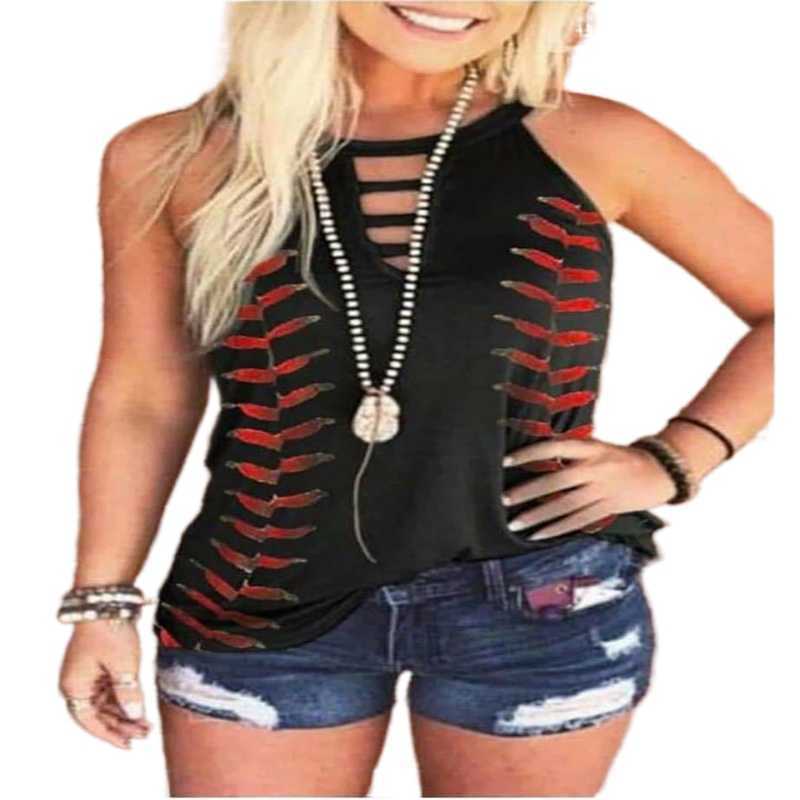 Black Sleeveless Tank Tops for Women O-neck Printed Sexy Hollow Out 90s Female Summer Casual Loose Streetwear Plus Size 3XL 210604