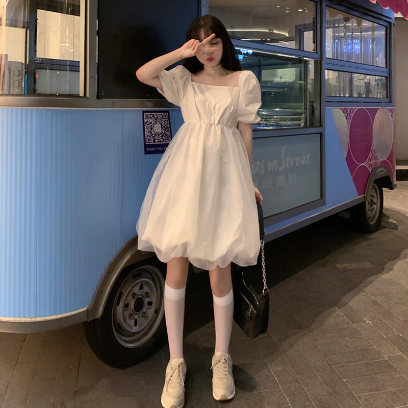Kawaii Lolita Style Dress Sweet Mori Series Thin Puff Sleeve Square Collar Fairy Soft Girl Puffy es Summer 210517, White
Kawaii Lolita Style Dress Sweet Mori Series Thin Puff Sleeve Square Collar Fairy Soft Girl Puffy es Summer 210517, White