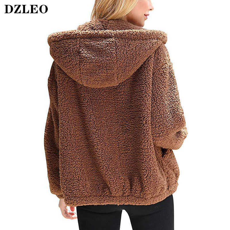 DZLEO Fluffy Women Coats Faux Wool Blend Warm Winter Jacket coat Zip Up Long Sleeve Oversized Fashion Outerwear Fur Coats Women 211019