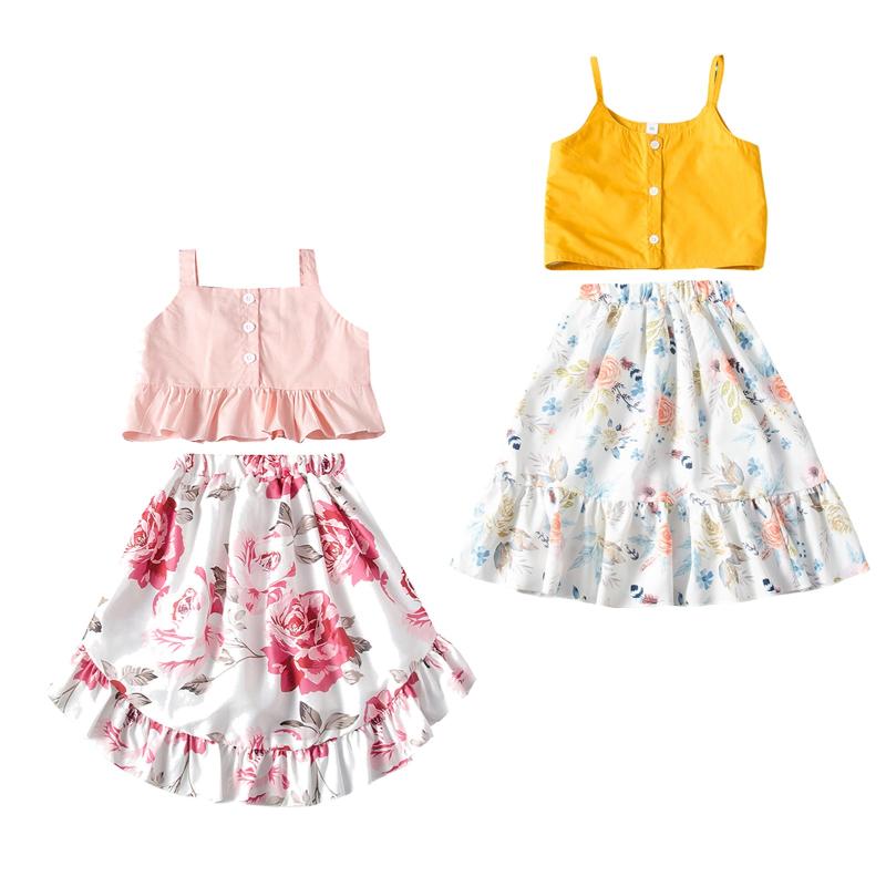 Clothing Sets Summer Kids Girls Clothes 2pcs Sleeveless Single Breasted Vest Tops Floral Print Ruffles A-Line Skirts Children 1-7Y, White
Clothing Sets Summer Kids Girls Clothes 2pcs Sleeveless Single Breasted Vest Tops Floral Print Ruffles A-Line Skirts Children 1-7Y, White