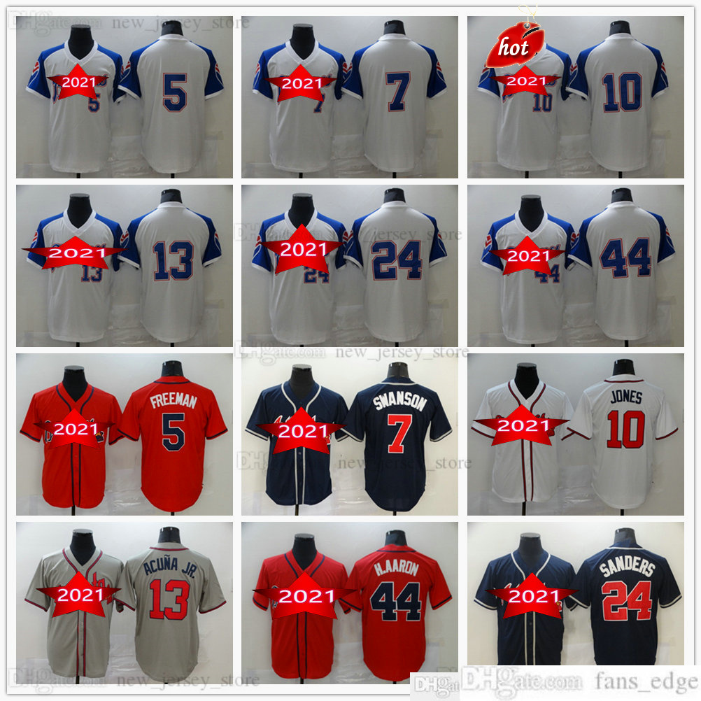 2022 Stitched Baseball 13 Ronald Acuna Jr. Jerseys 5 Freddie Freeman 7 Dansby Swanson 10 Chipper Jones 24 Deion Sanders 44 Hank Aaron Jersey, Blue;black
2022 Stitched Baseball 13 Ronald Acuna Jr. Jerseys 5 Freddie Freeman 7 Dansby Swanson 10 Chipper Jones 24 Deion Sanders 44 Hank Aaron Jersey, Blue;black