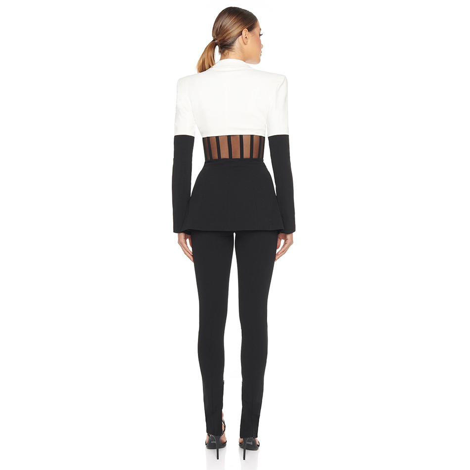 Winter Women Patchwork V Neck Lace 2 Two Pieces Sets Sexy Long Sleeve & Full Pants Club Party Evening Casual 210423