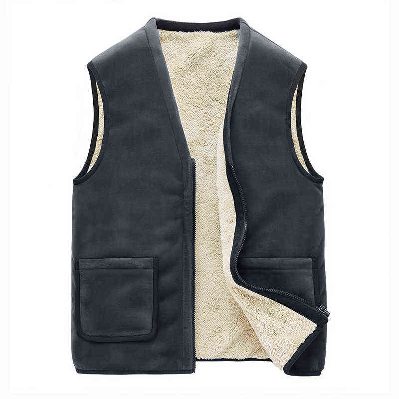 Casual Sleeveless Jacket Autumn Winter Men Warm Fleece Mens Vest Jacket Velvet Thick Sleeveless Men's Vest Gilet Clothing 5XL 211105
