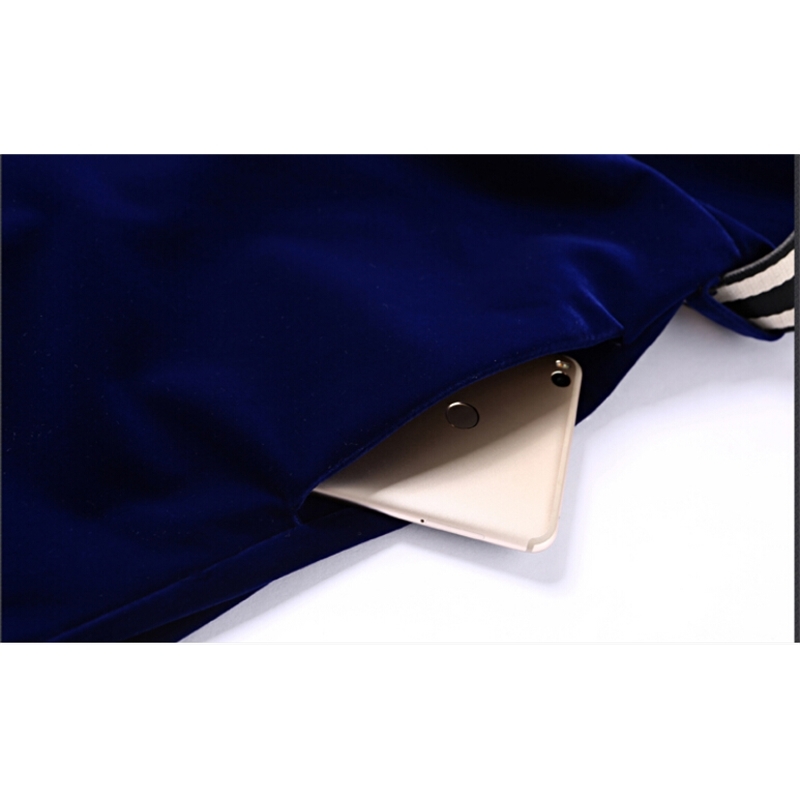 High Quality Runway Women's Notched High-End Velvet Dress Double-Breasted Winter Long Sleeve Vestidos 210520