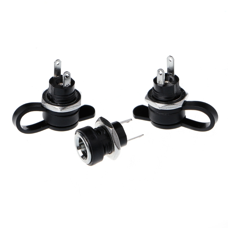 5 Pcs DC-022B Feeding Jack Socket Female Panel Mount Connector 5.5X2.1 Mm W/Cap