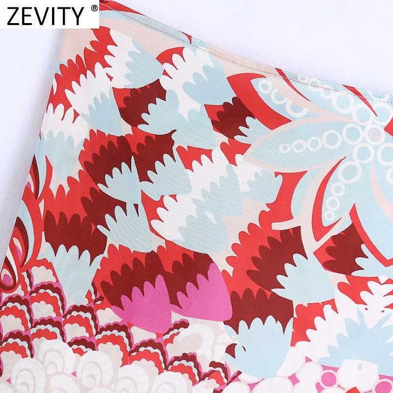 Zevity Women Vintage Totem Floral Print Sexy Strapless Chic Camis Tank Ladies Summer Backless Bowknot Wraps Slip Tops LS9344 210625