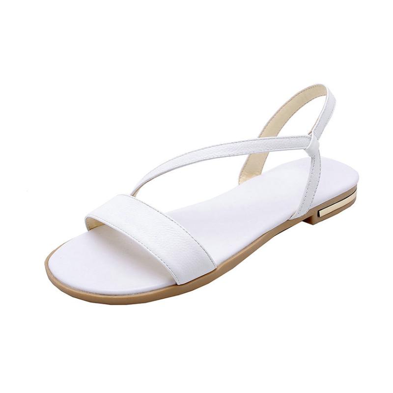 Summer Women Sandals Flat Heel Fashion PU Leather Round Toe Slingback Cross-strap Woman Shoes Size 34-43