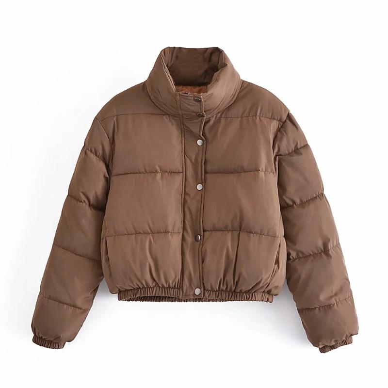 Women's Down & Parkas ZBZA Winter Warm Short Simple Solid Color Single-breasted Elegant Cotton Jacket Ladies Coat